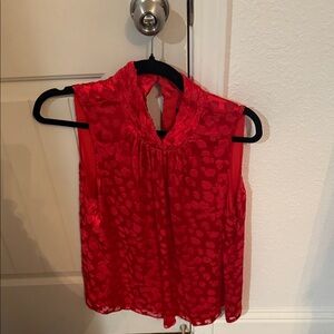 White House Black Market Red Patterned Blouse